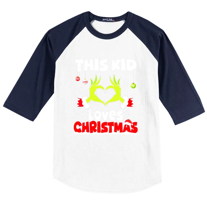 Funny This Kids Loves Christmas Xmas Pajama Gift Baseball Sleeve Shirt