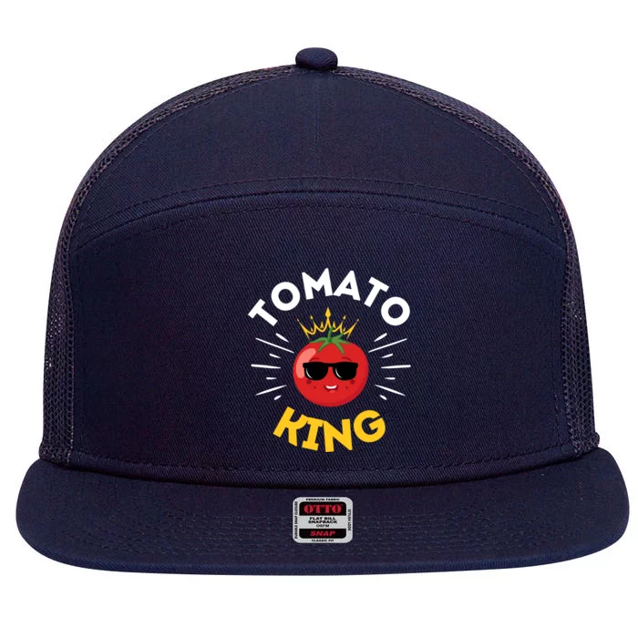 Funny Tomato King Dad Vegetable Fathers' Day Gardener Funny Gift 7 Panel Mesh Trucker Snapback Hat