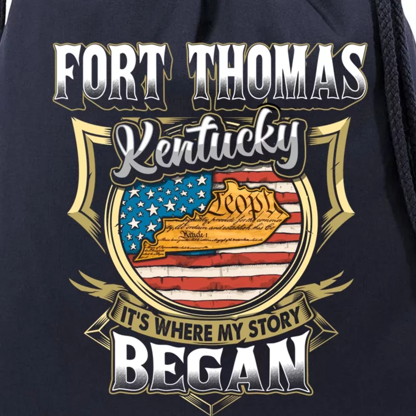 Fort Thomas Kentucky Usa Flag 4th Of July Great Gift Drawstring Bag