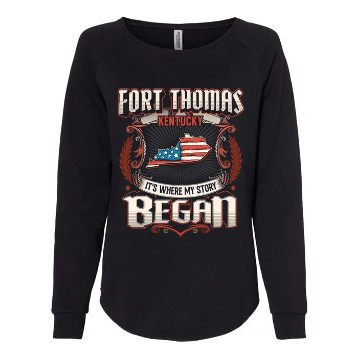 Fort Thomas Kentucky Usa Flag 4th Of July Gift Womens California Wash Sweatshirt