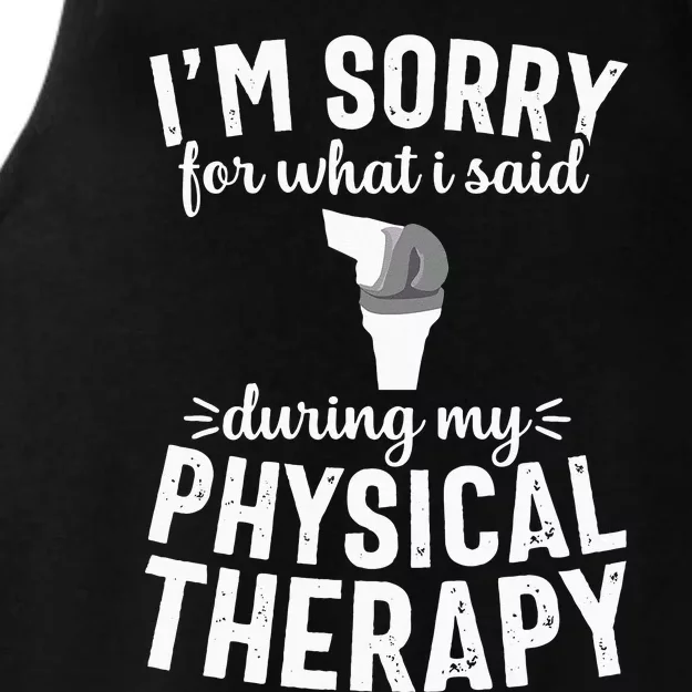 Funny Therapy Knee Replacement Surgery Recovery Gag Gift Ladies Tri-Blend Wicking Tank