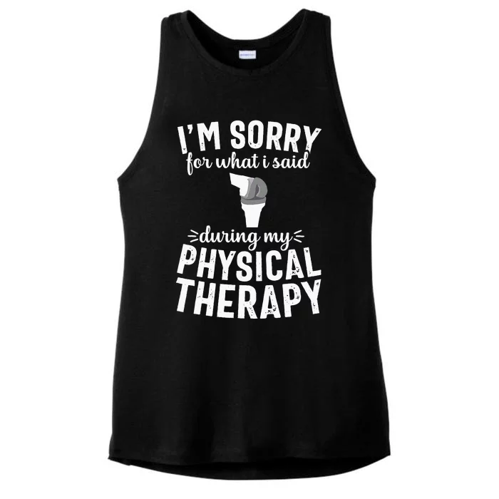 Funny Therapy Knee Replacement Surgery Recovery Gag Gift Ladies Tri-Blend Wicking Tank