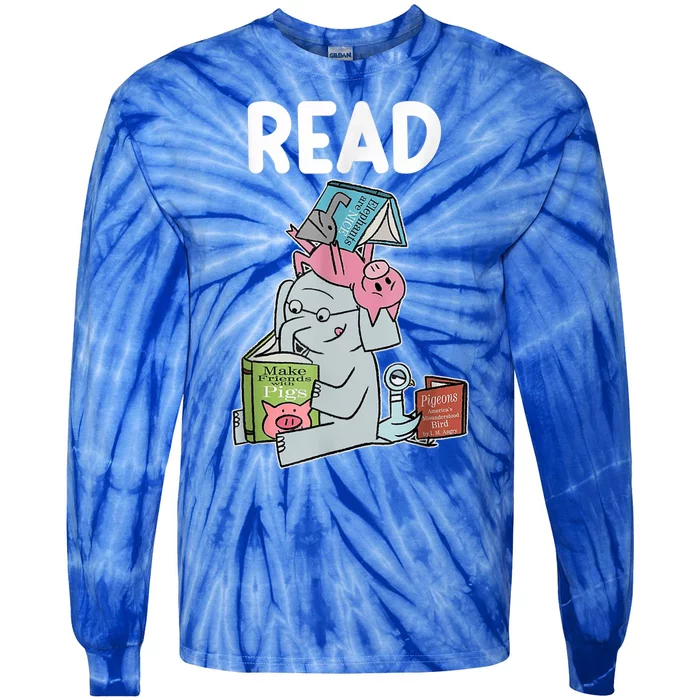 Funny Teacher Library Read Book Club Piggie Elephant Pigeons Tie-Dye Long Sleeve Shirt