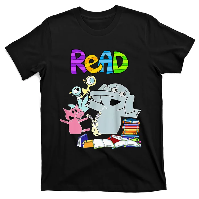 Funny Teacher Library Read Book Club Piggie Elephant Pigeons T-Shirt