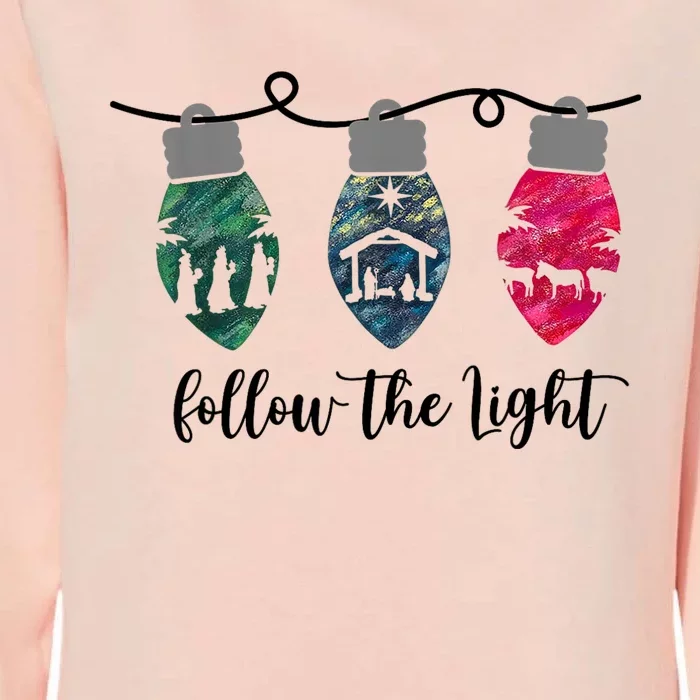 Follow The Light Christ Xmas Light Womens California Wash Sweatshirt