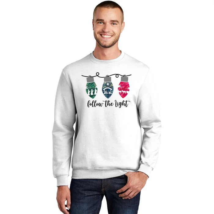 Follow The Light Christ Xmas Light Sweatshirt