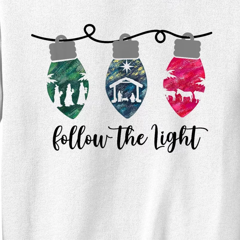 Follow The Light Christ Xmas Light Sweatshirt