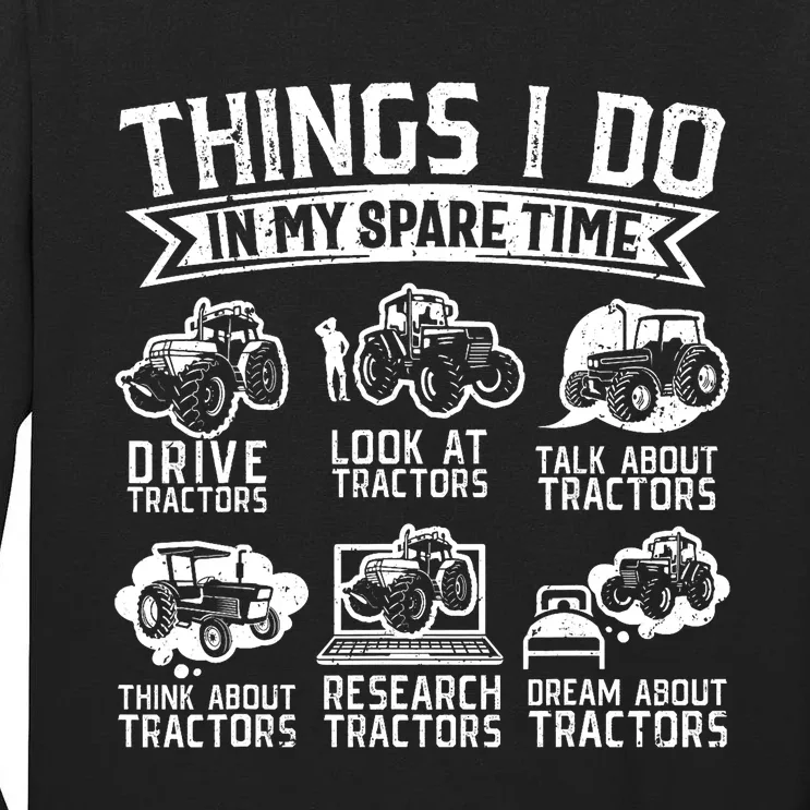 Funny Tractor Lover Funny Farmer Funny Farming Tall Long Sleeve T-Shirt