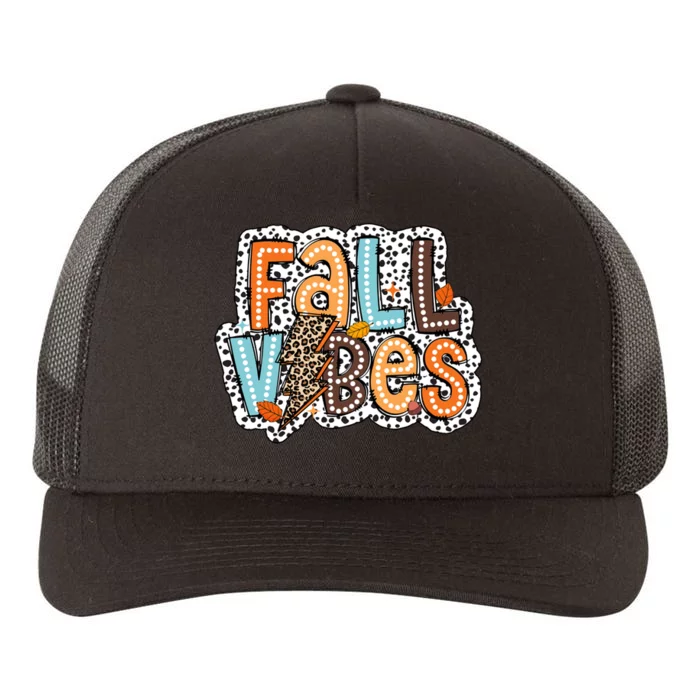 Fall Thanksgiving Leopard Halloween Maple Leaves Yupoong Adult 5-Panel Trucker Hat