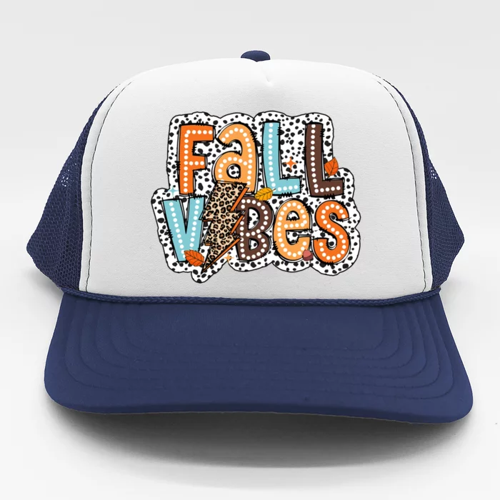 Fall Thanksgiving Leopard Halloween Maple Leaves Trucker Hat