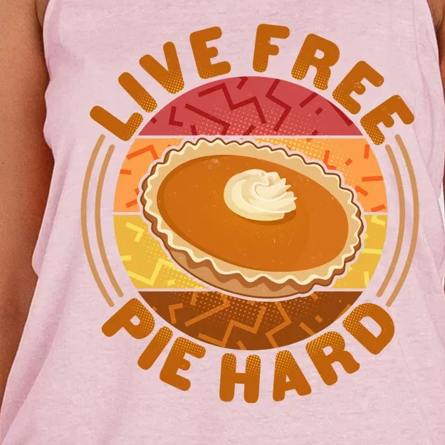 Funny Thanksgiving Live Free Pie Hard Pumpkin Sweet Potato Pie Lover Women's Knotted Racerback Tank