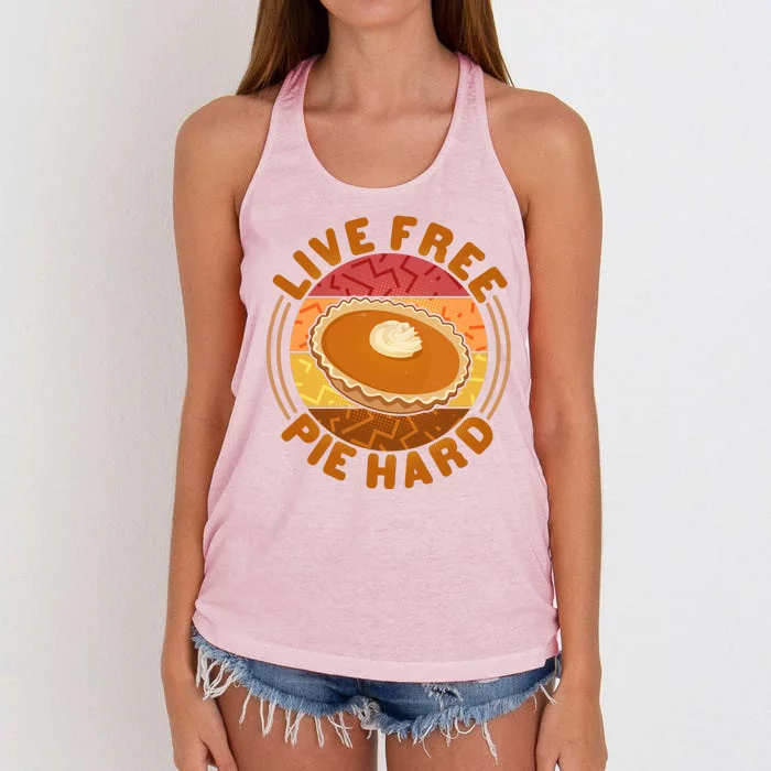 Funny Thanksgiving Live Free Pie Hard Pumpkin Sweet Potato Pie Lover Women's Knotted Racerback Tank