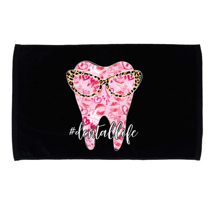 Funny Tooth Leopard Sunglasses Dental Life Valentines Gift Microfiber Hand Towel