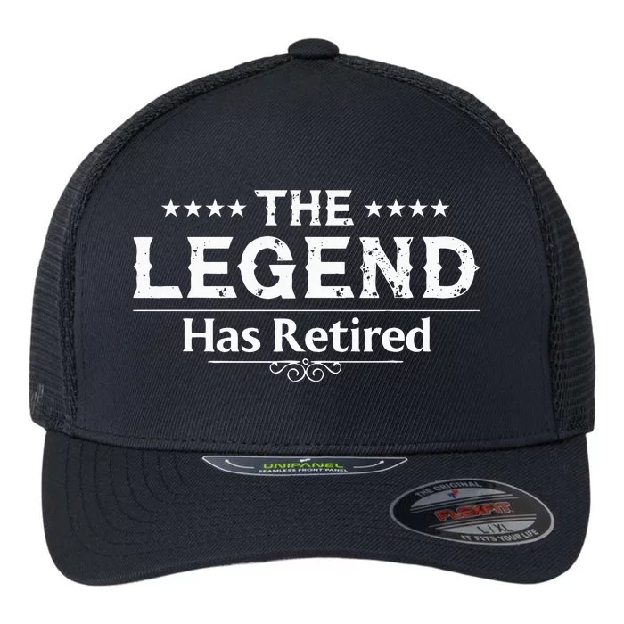 Funny The Legend Has Retired Gift For  Retirement Flexfit Unipanel Trucker Cap