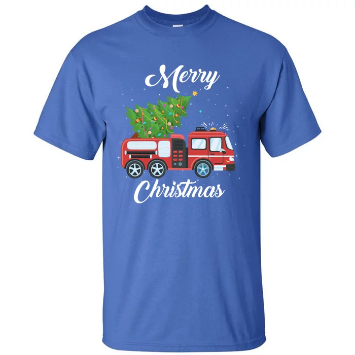 Fire Truck Lovers Xmas Tree Funny Firefighter Gift Tall T-Shirt