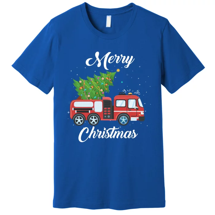 Fire Truck Lovers Xmas Tree Funny Firefighter Gift Premium T-Shirt