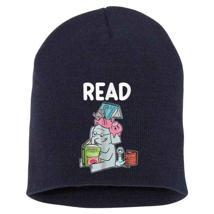 Funny Teacher Library Read Book Club Piggie Elephant Short Acrylic Beanie