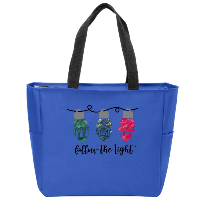 Follow The Light Christ Xmas Light Zip Tote Bag