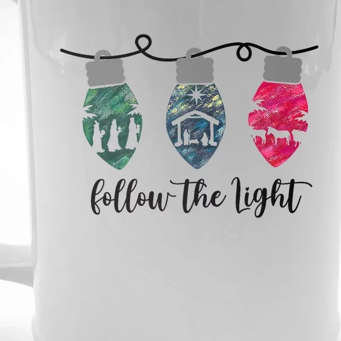 Follow The Light Christ Xmas Light Front & Back Beer Stein