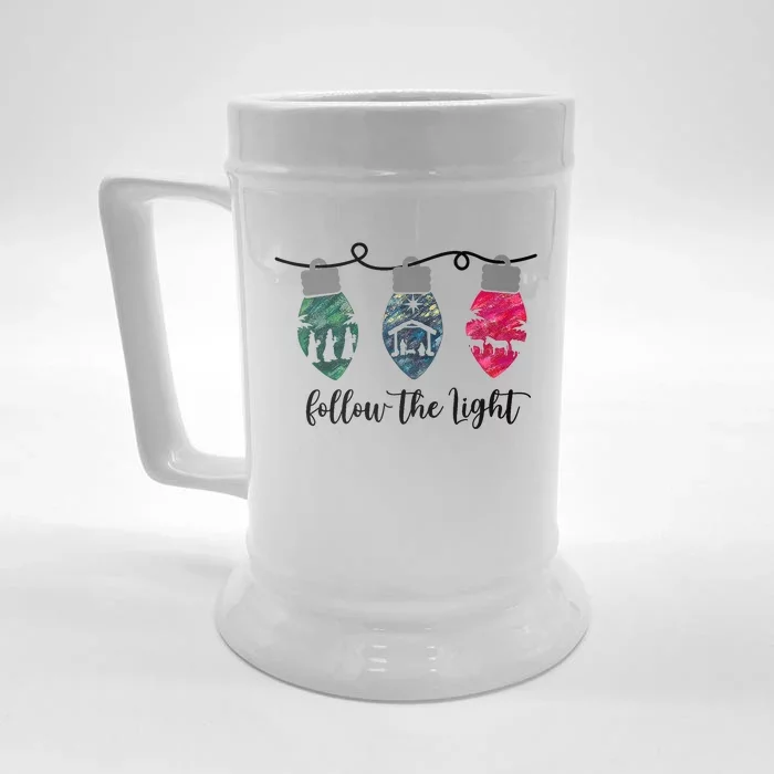 Follow The Light Christ Xmas Light Front & Back Beer Stein