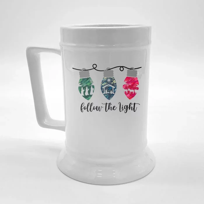 Follow the Light Christ Xmas Light Front & Back Beer Stein