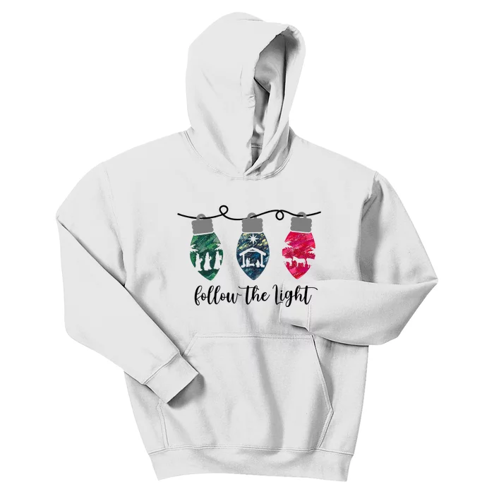 Follow the Light Christ Xmas Light Kids Hoodie