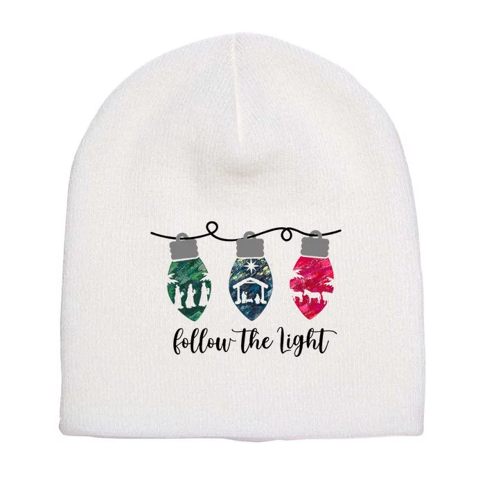 Follow the Light Christ Xmas Light Short Acrylic Beanie