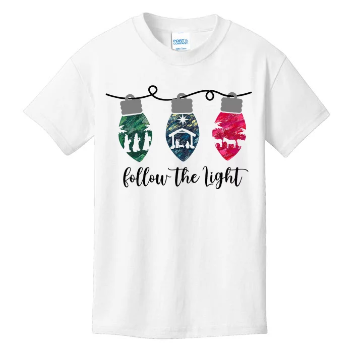 Follow the Light Christ Xmas Light Kids T-Shirt