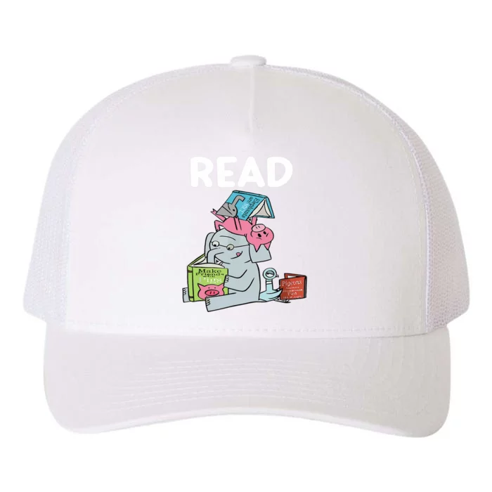 Funny Teacher Library Read Book Club Piggie Elephant Pigeons Yupoong Adult 5-Panel Trucker Hat