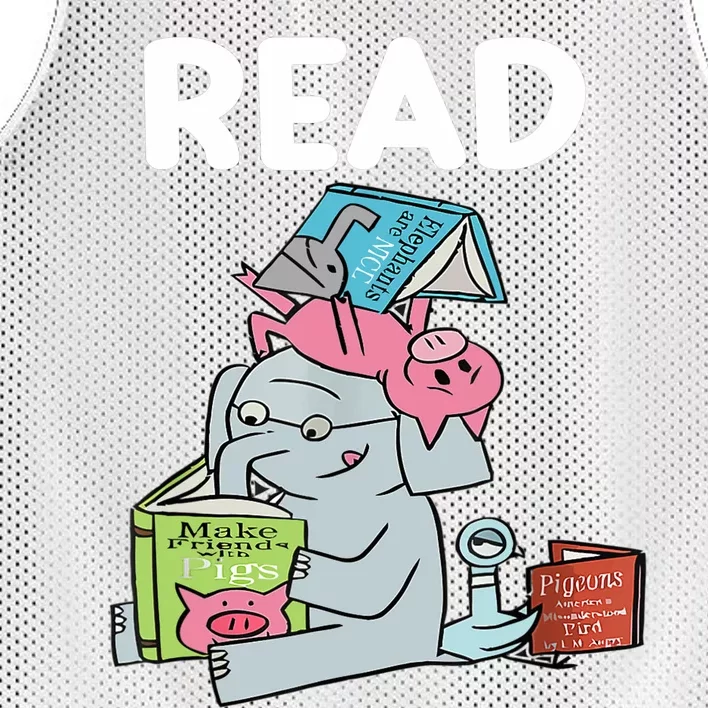 Funny Teacher Library Read Book Club Piggie Elephant Pigeons Mesh Reversible Basketball Jersey Tank