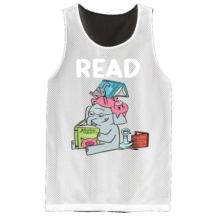 Funny Teacher Library Read Book Club Piggie Elephant Pigeons Mesh Reversible Basketball Jersey Tank