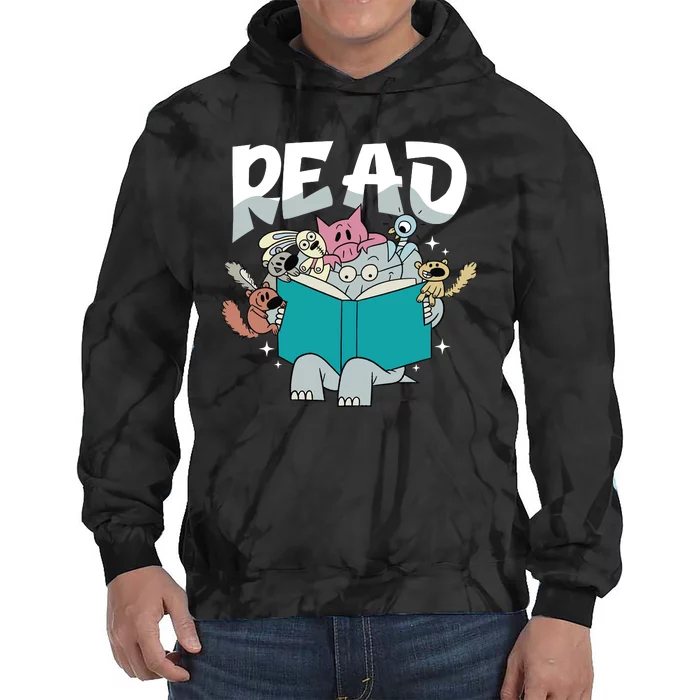 Funny Teacher Library Read Book Pigeon Wild Animal Bookish Tie Dye Hoodie