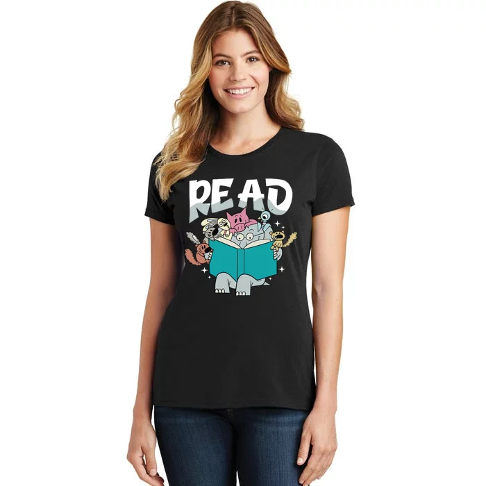 Funny Teacher Library Read Book Pigeon Wild Animal Bookish Women's T-Shirt