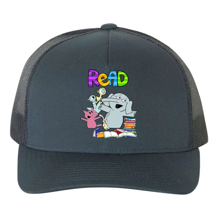 Funny Teacher Library Read Book Club Piggie Elephant Pigeons Yupoong Adult 5-Panel Trucker Hat