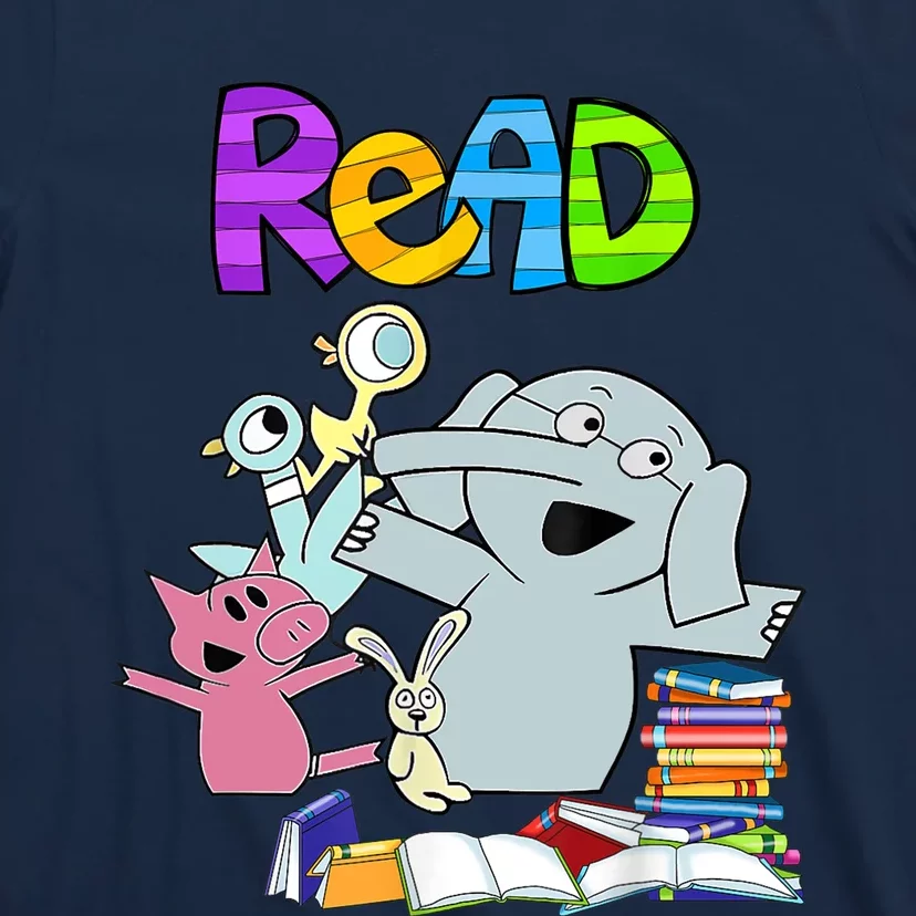 Funny Teacher Library Read Book Club Piggie Elephant Pigeons T-Shirt