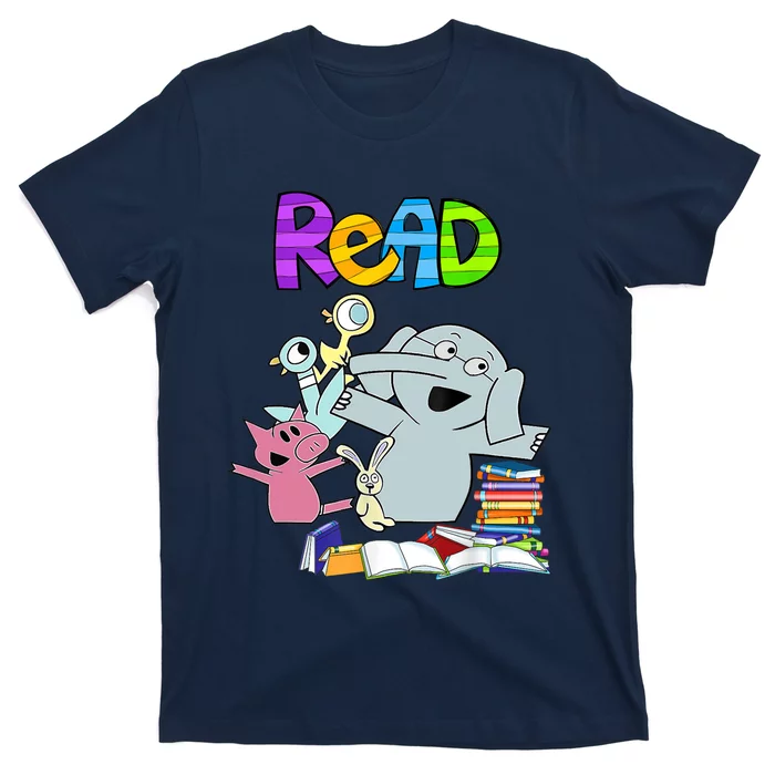 Funny Teacher Library Read Book Club Piggie Elephant Pigeons T-Shirt