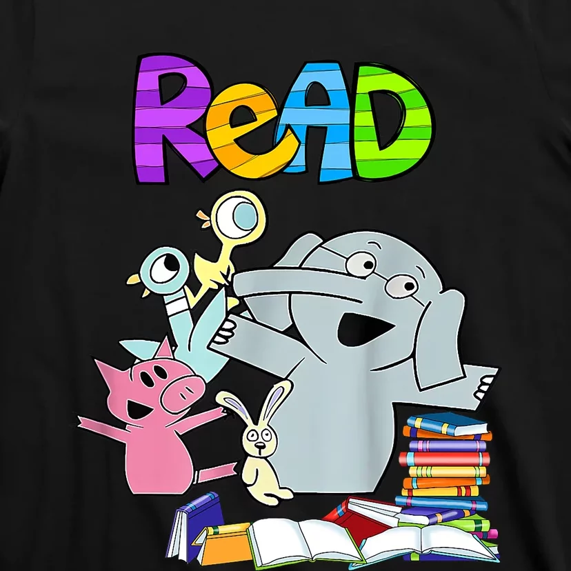 Funny Teacher Library Read Book Club Piggie Elephant Pigeons T-Shirt