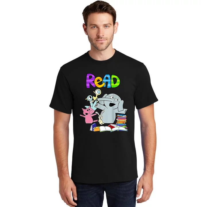 Funny Teacher Library Read Book Club Piggie Elephant Pigeons Tall T-Shirt