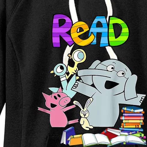 Funny Teacher Library Read Book Club Piggie Elephant Pigeons Women's Fleece Hoodie