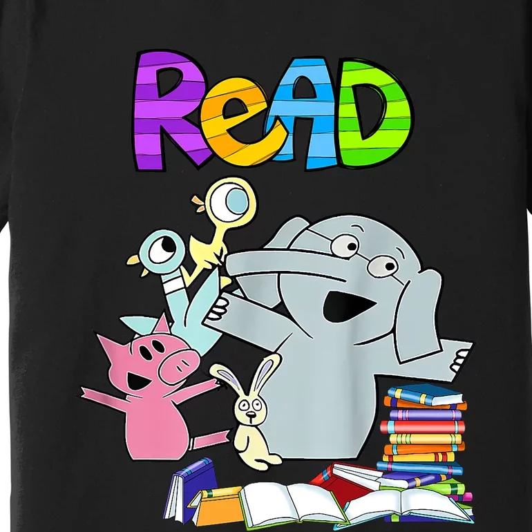 Funny Teacher Library Read Book Club Piggie Elephant Pigeons Premium T-Shirt