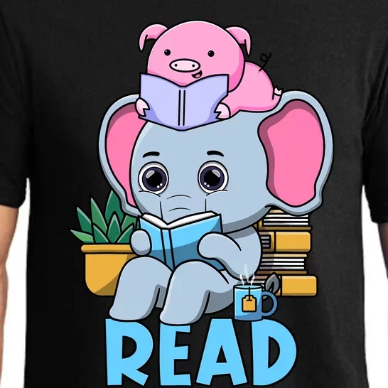 Funny Teacher Library Read Book Club Cute Piggie Elephant Pajama Set