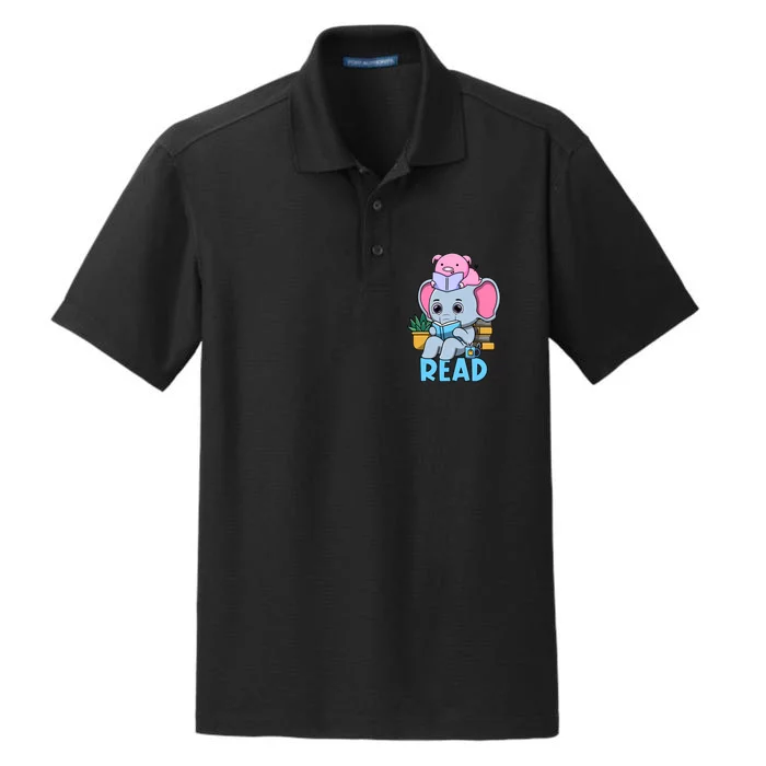 Funny Teacher Library Read Book Club Cute Piggie Elephant Dry Zone Grid Performance Polo