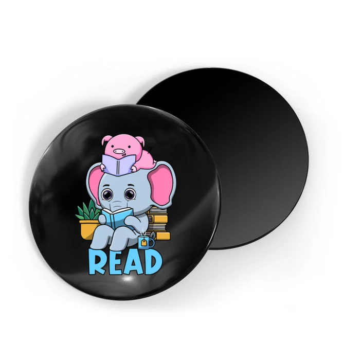 Funny Teacher Library Read Book Club Cute Piggie Elephant Magnet