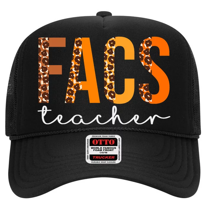 Facs Teacher Leopard Squad Cute Fall Autumn Thanksgiving High Crown Mesh Trucker Hat