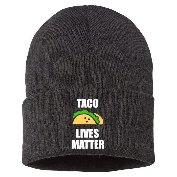 Funny Taco Lives Matter Taco lover Sustainable Knit Beanie