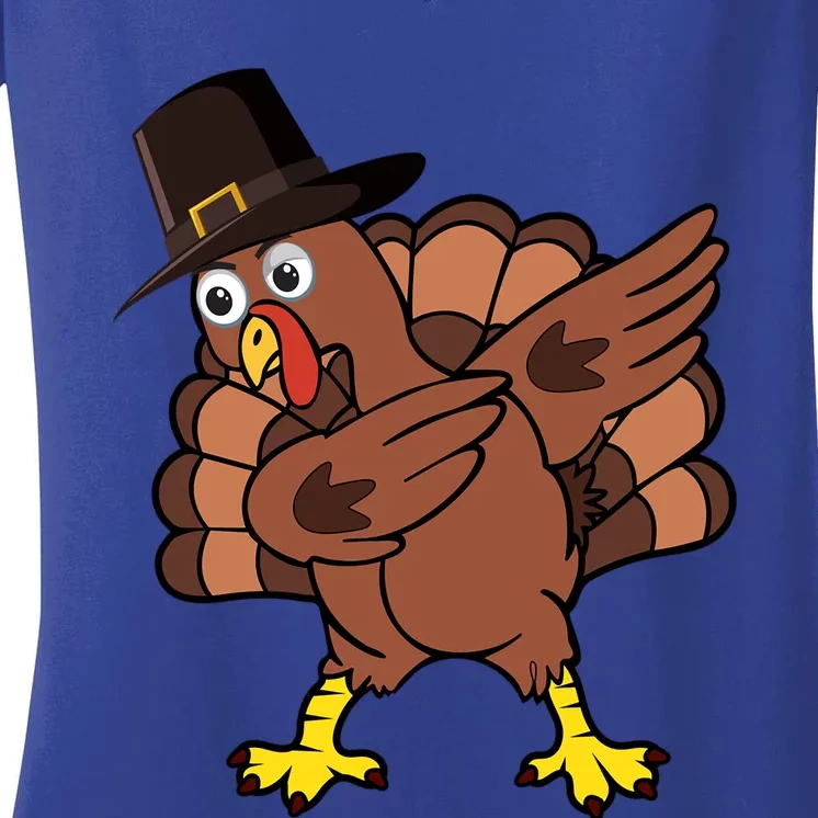 Funny Turkey Lover Dabbing Turkey Thanksgiving Meaningful Gift Women's V-Neck T-Shirt