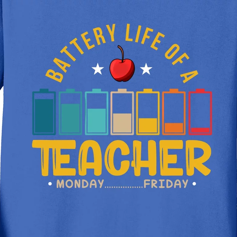 Funny Teacher Low Battery Teacher Battery Life Of A Teacher Gift Kids Long Sleeve Shirt