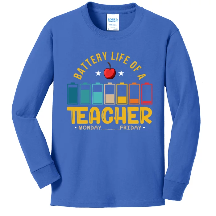 Funny Teacher Low Battery Teacher Battery Life Of A Teacher Gift Kids Long Sleeve Shirt