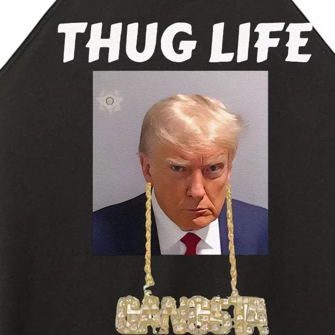 Funny Thug Life Trump Mugshot Gangsta Gold Chain Bling Drip Trump Women’s Perfect Tri Rocker Tank