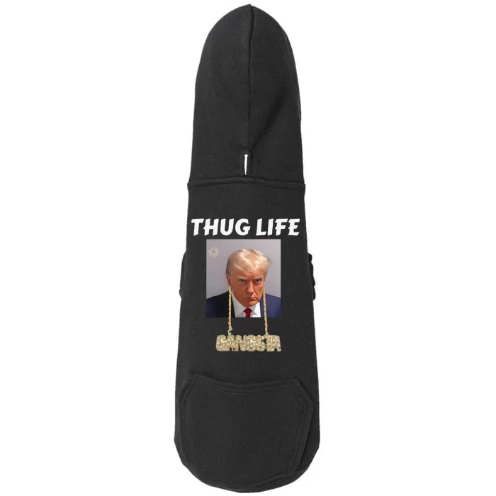 Funny Thug Life Trump Mugshot Gangsta Gold Chain Bling Drip Trump Doggie 3-End Fleece Hoodie